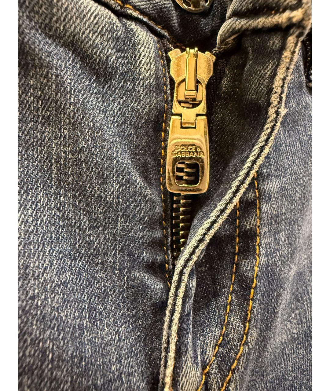 DOLCE&GABBANA Голубые хлопко-эластановые джинсы слим, фото 6