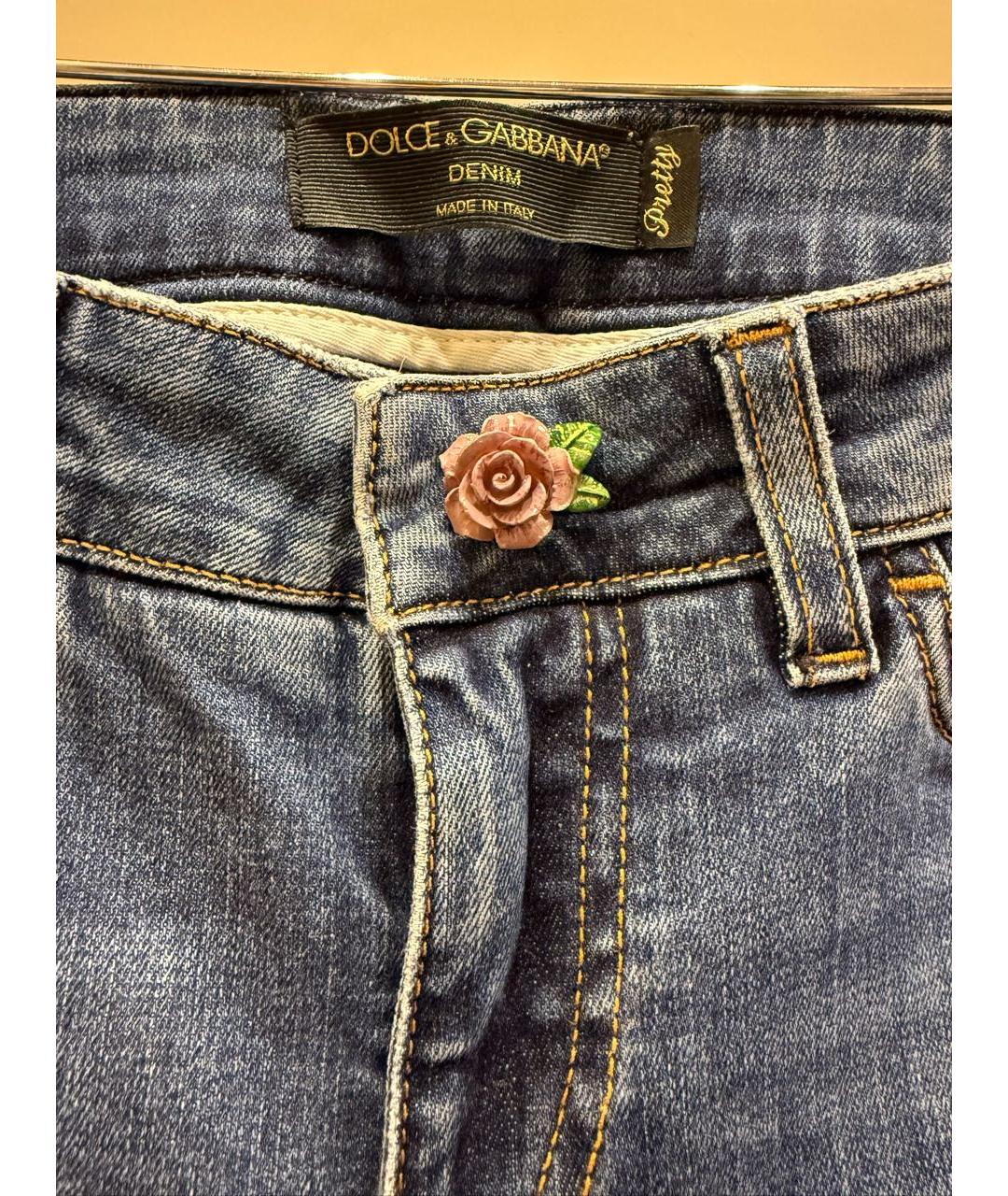 DOLCE&GABBANA Голубые хлопко-эластановые джинсы слим, фото 5