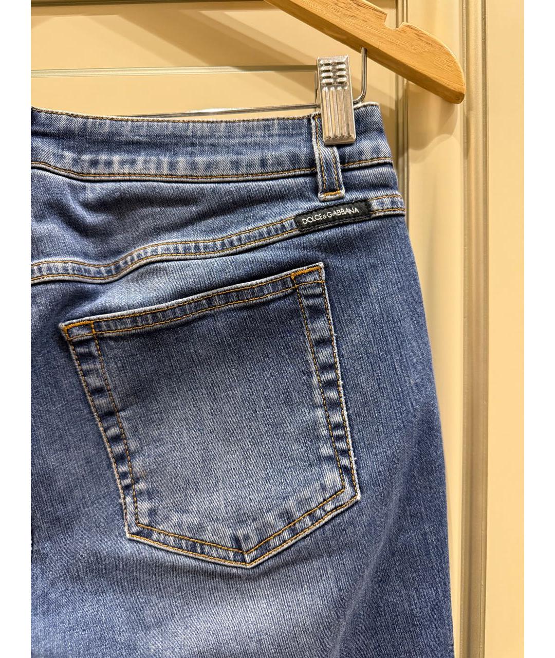 DOLCE&GABBANA Голубые хлопко-эластановые джинсы слим, фото 7