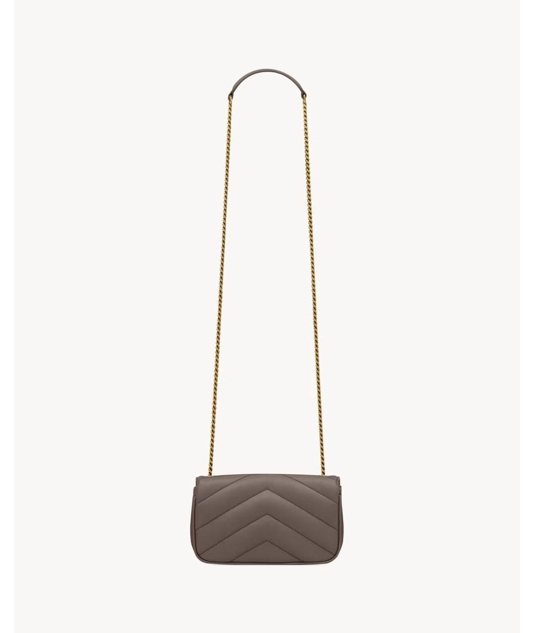 SAINT LAURENT Серая кожаная сумка через плечо, фото 3