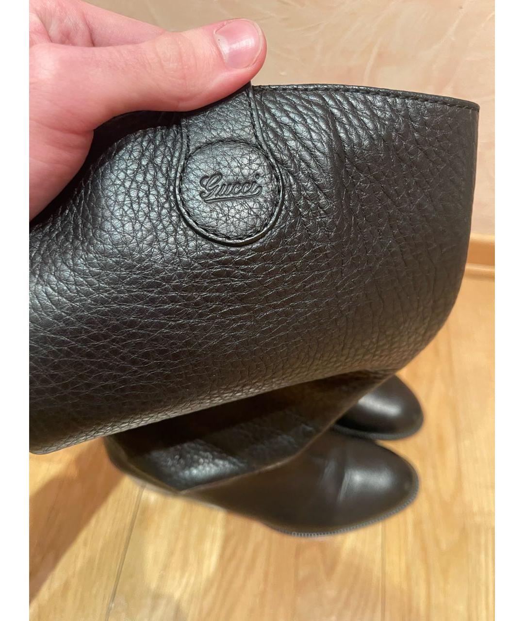 GUCCI Черные кожаные сапоги, фото 6