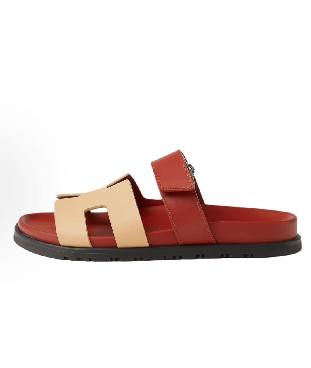 HERMES Коричневые кожаные сандалии, фото 3