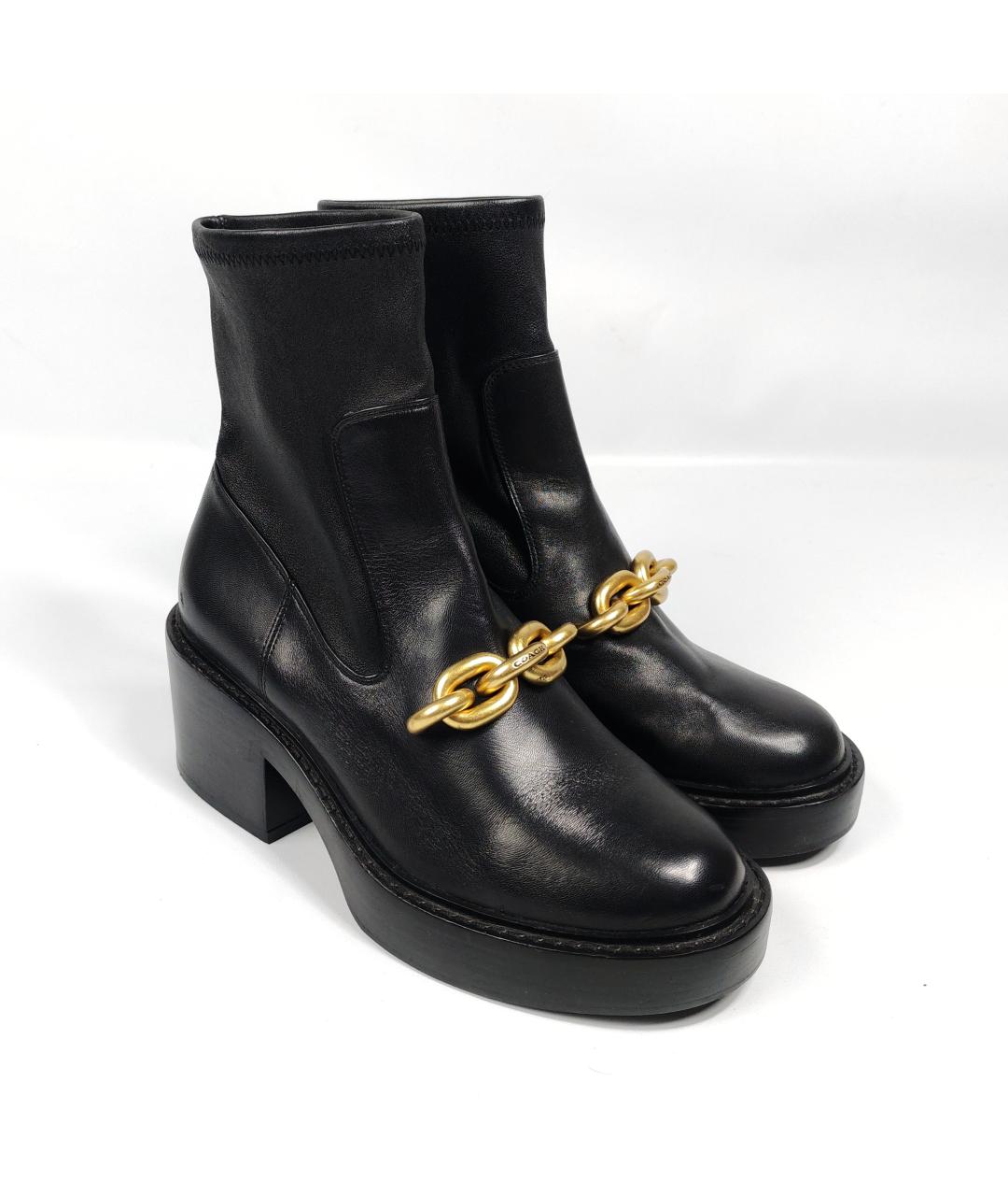 COACH Черные кожаные ботильоны, фото 7