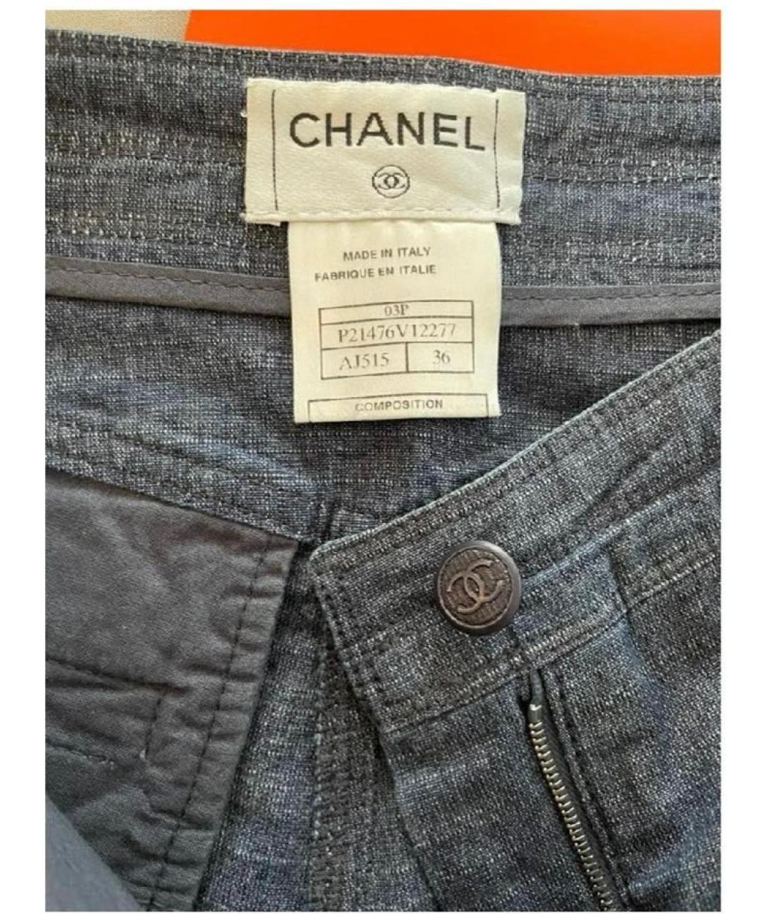 CHANEL Синие хлопковые джинсы клеш, фото 2