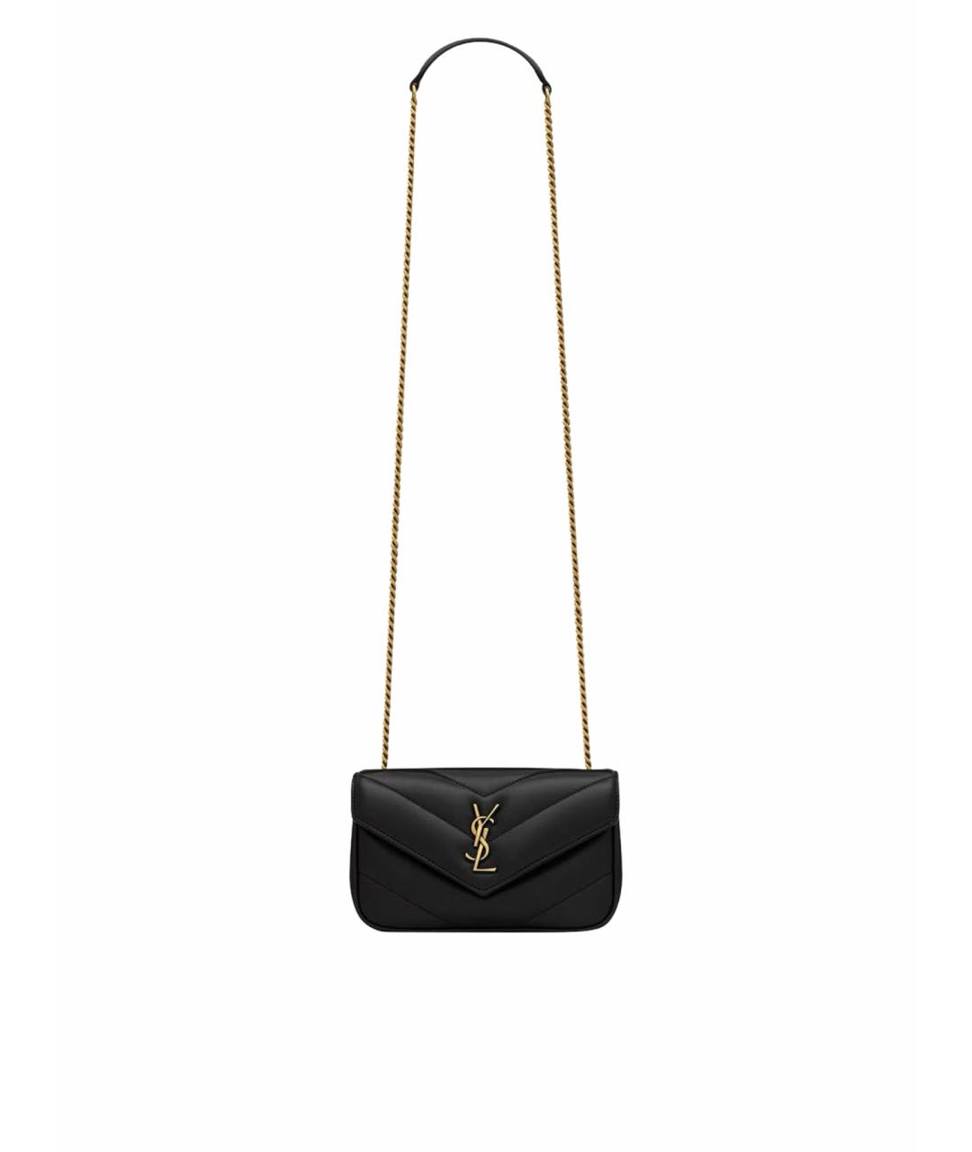 SAINT LAURENT Черная кожаная сумка через плечо, фото 1