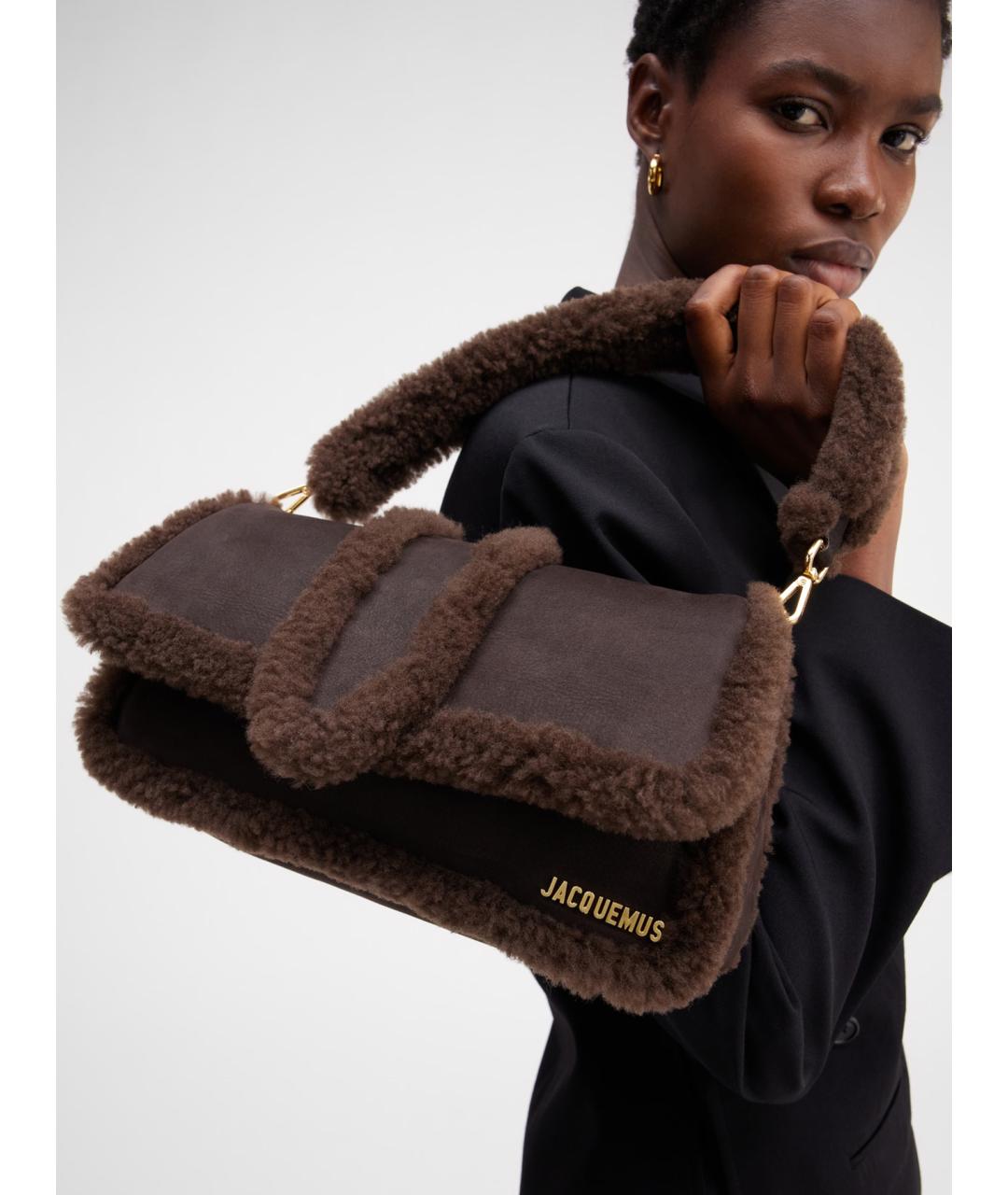 JACQUEMUS Коричневая кожаная сумка через плечо, фото 4