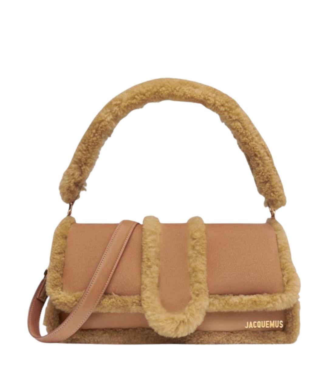 JACQUEMUS Бежевая замшевая сумка через плечо, фото 1