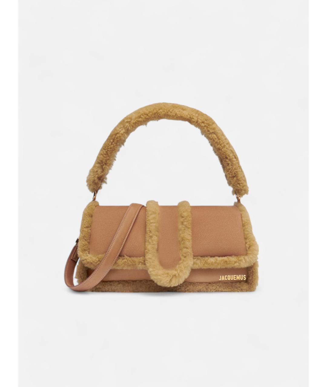 JACQUEMUS Бежевая замшевая сумка через плечо, фото 4
