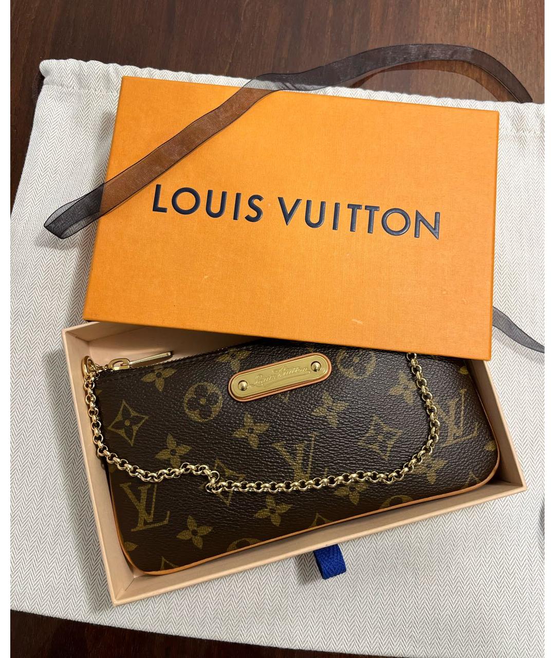 LOUIS VUITTON Коричневая кожаная сумка с короткими ручками, фото 7