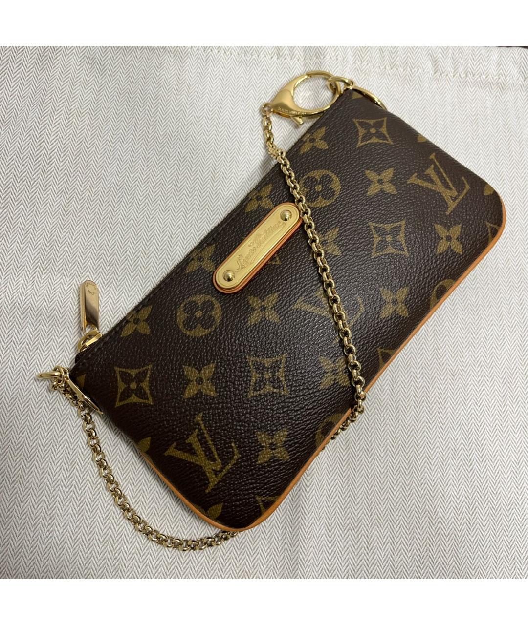 LOUIS VUITTON Коричневая кожаная сумка с короткими ручками, фото 4