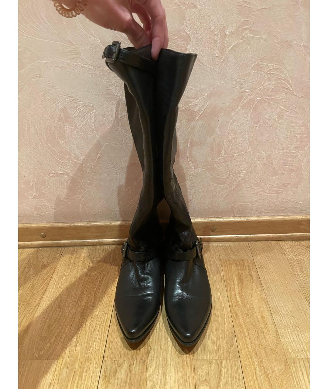ERMANNO SCERVINO Черные кожаные сапоги, фото 2