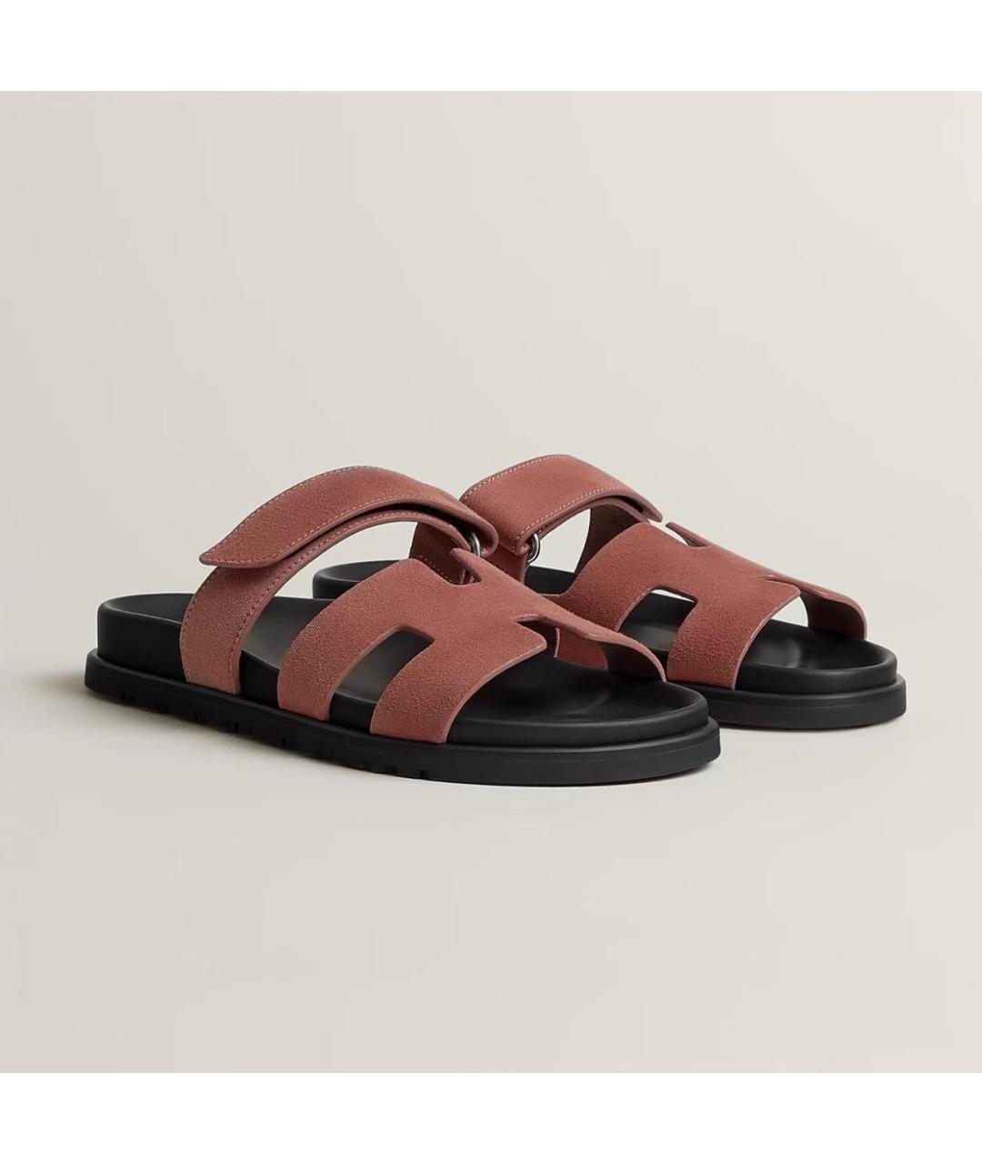 HERMES Коричневые замшевые сандалии, фото 3