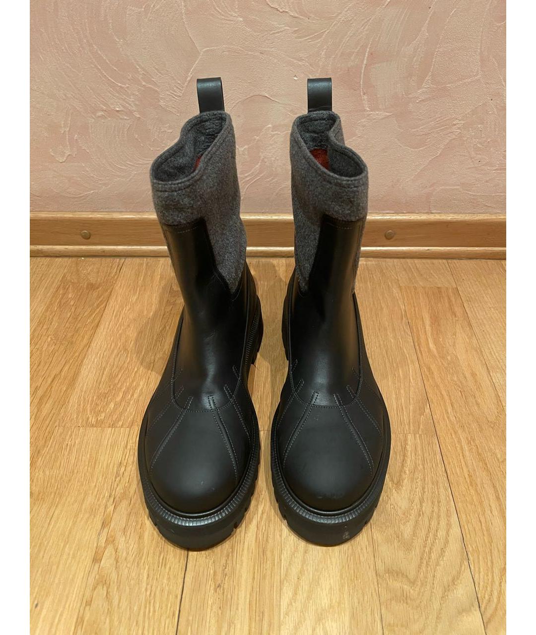 LORO PIANA Серые кожаные полусапоги, фото 2