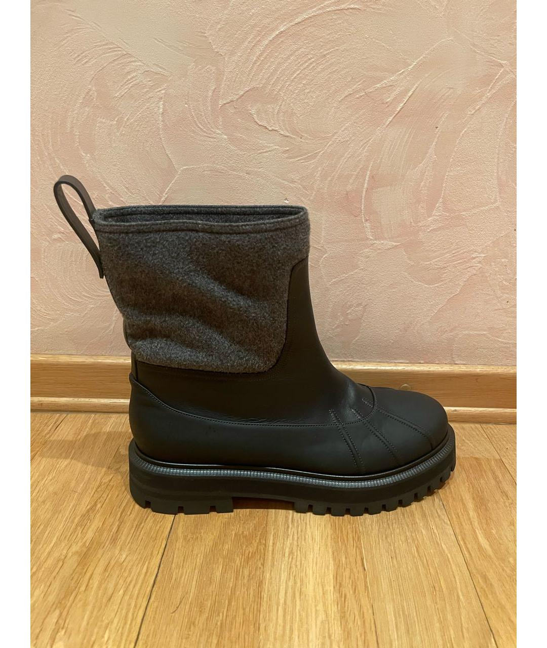 LORO PIANA Серые кожаные полусапоги, фото 6