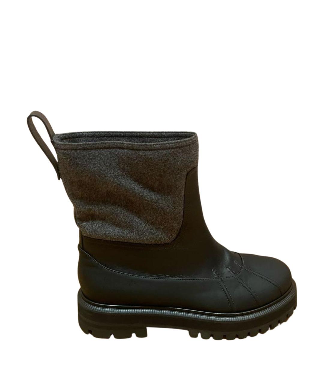 LORO PIANA Серые кожаные полусапоги, фото 1