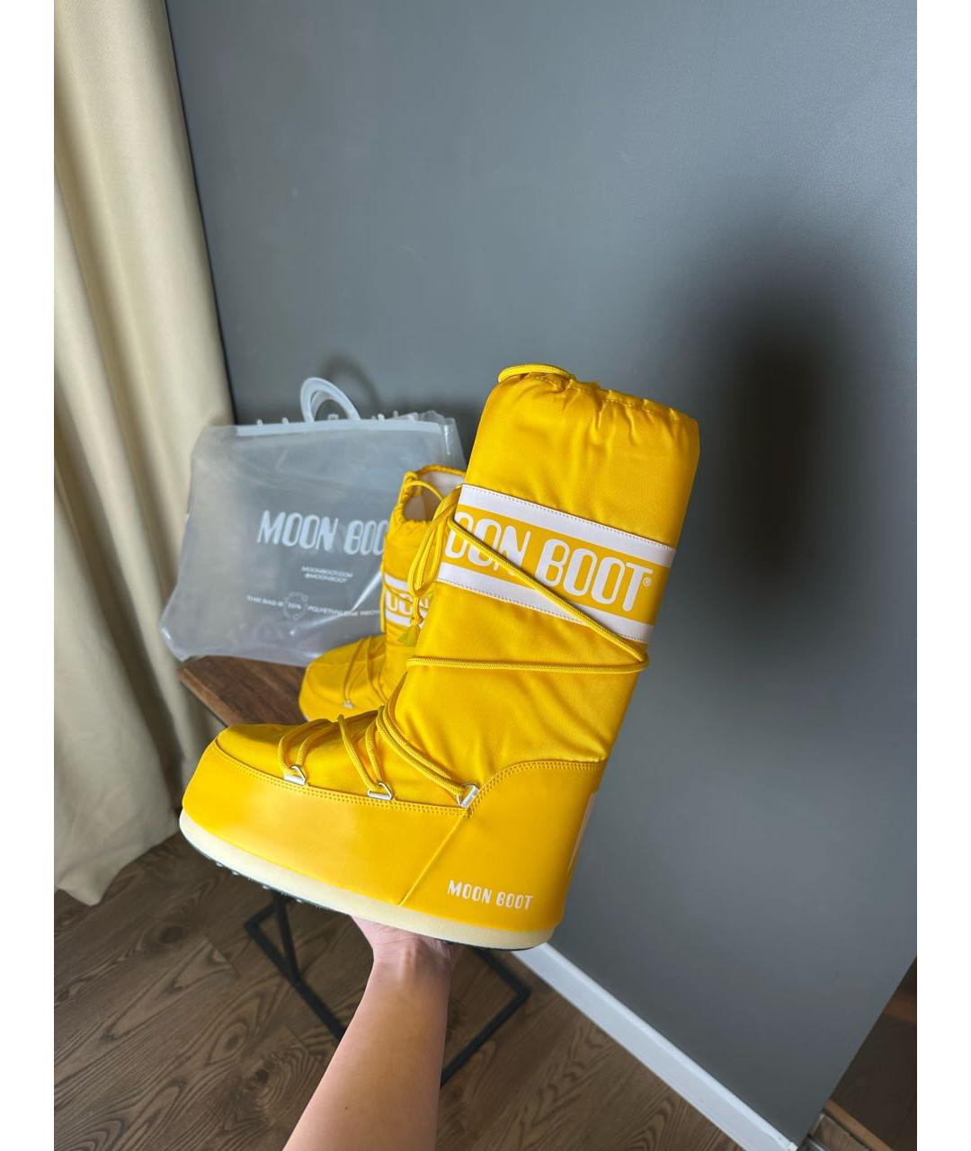 MOON BOOT Желтые высокие ботинки, фото 4