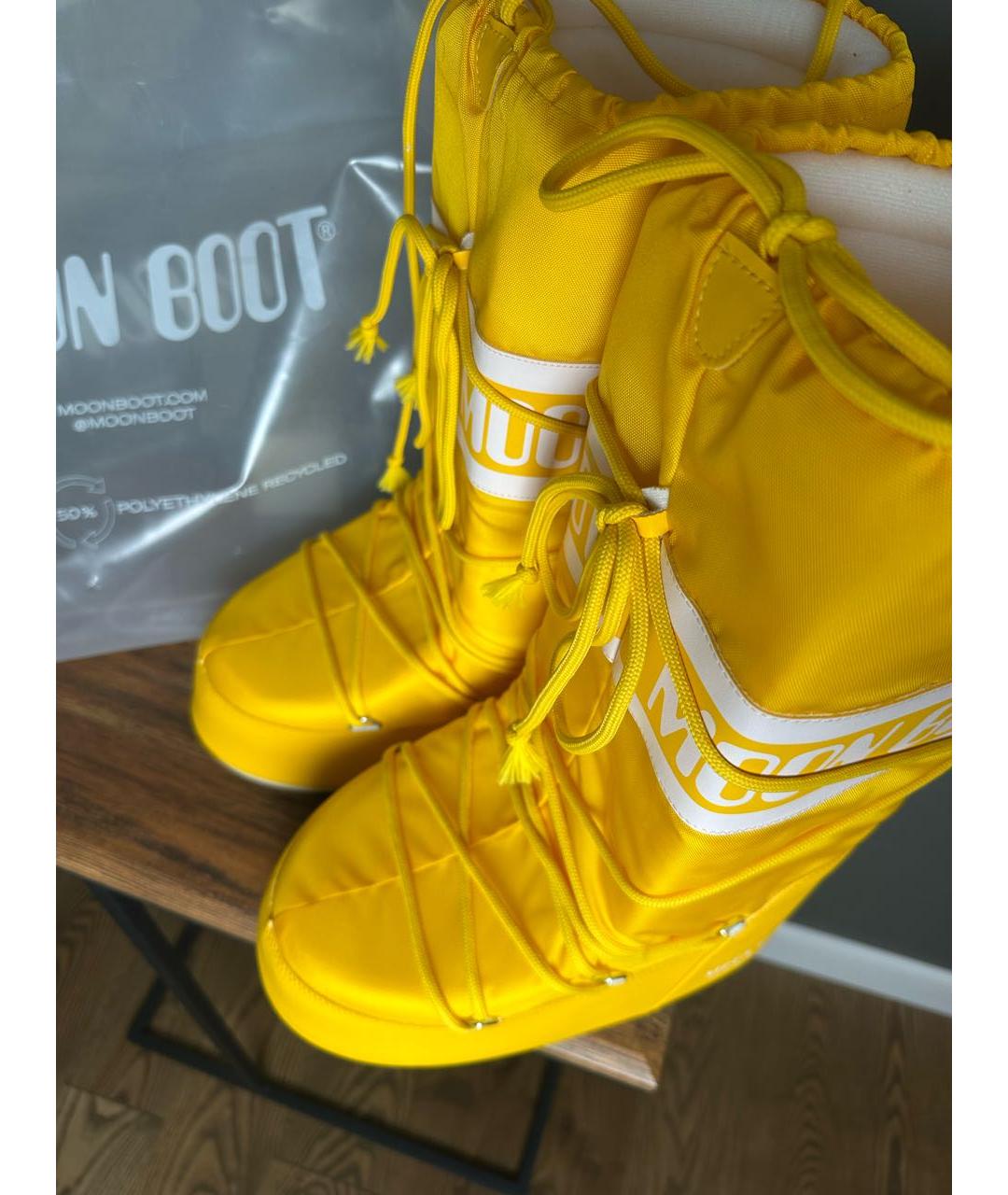 MOON BOOT Желтые высокие ботинки, фото 5