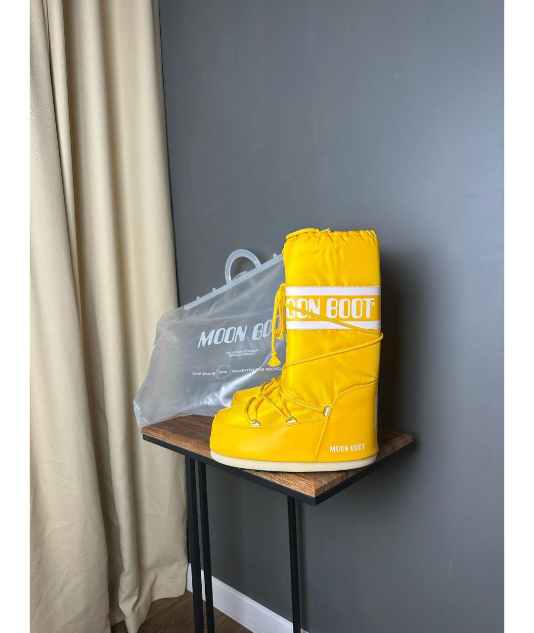 MOON BOOT Желтые высокие ботинки, фото 2