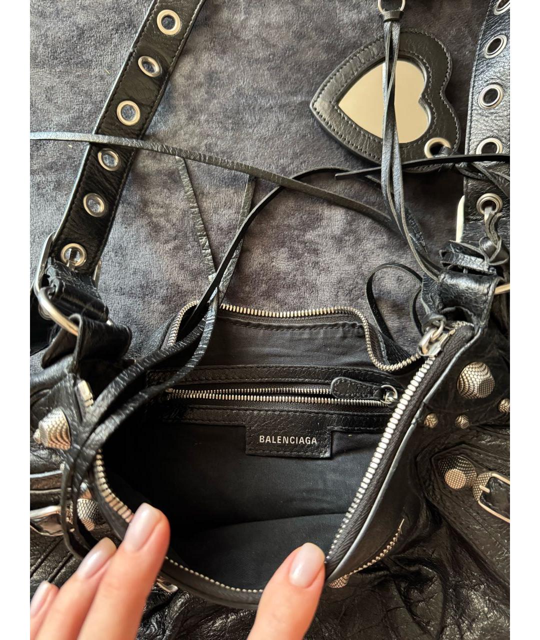 BALENCIAGA Черная кожаная сумка через плечо, фото 4