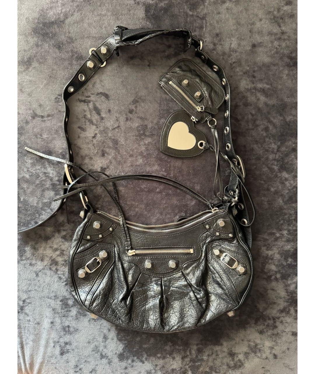 BALENCIAGA Черная кожаная сумка через плечо, фото 5