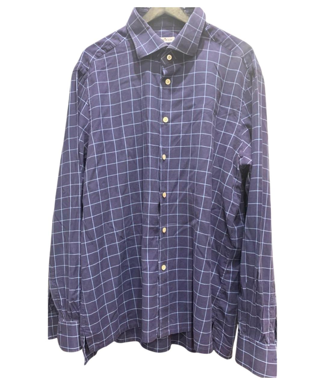 KITON Синяя хлопковая кэжуал рубашка, фото 6