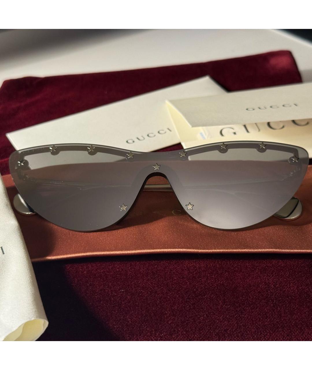 GUCCI Серебряные металлические солнцезащитные очки, фото 2