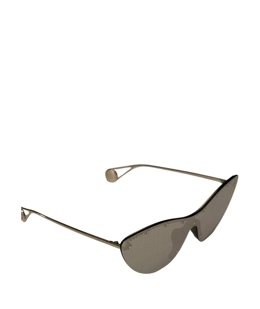 GUCCI Серебряные металлические солнцезащитные очки, фото 1