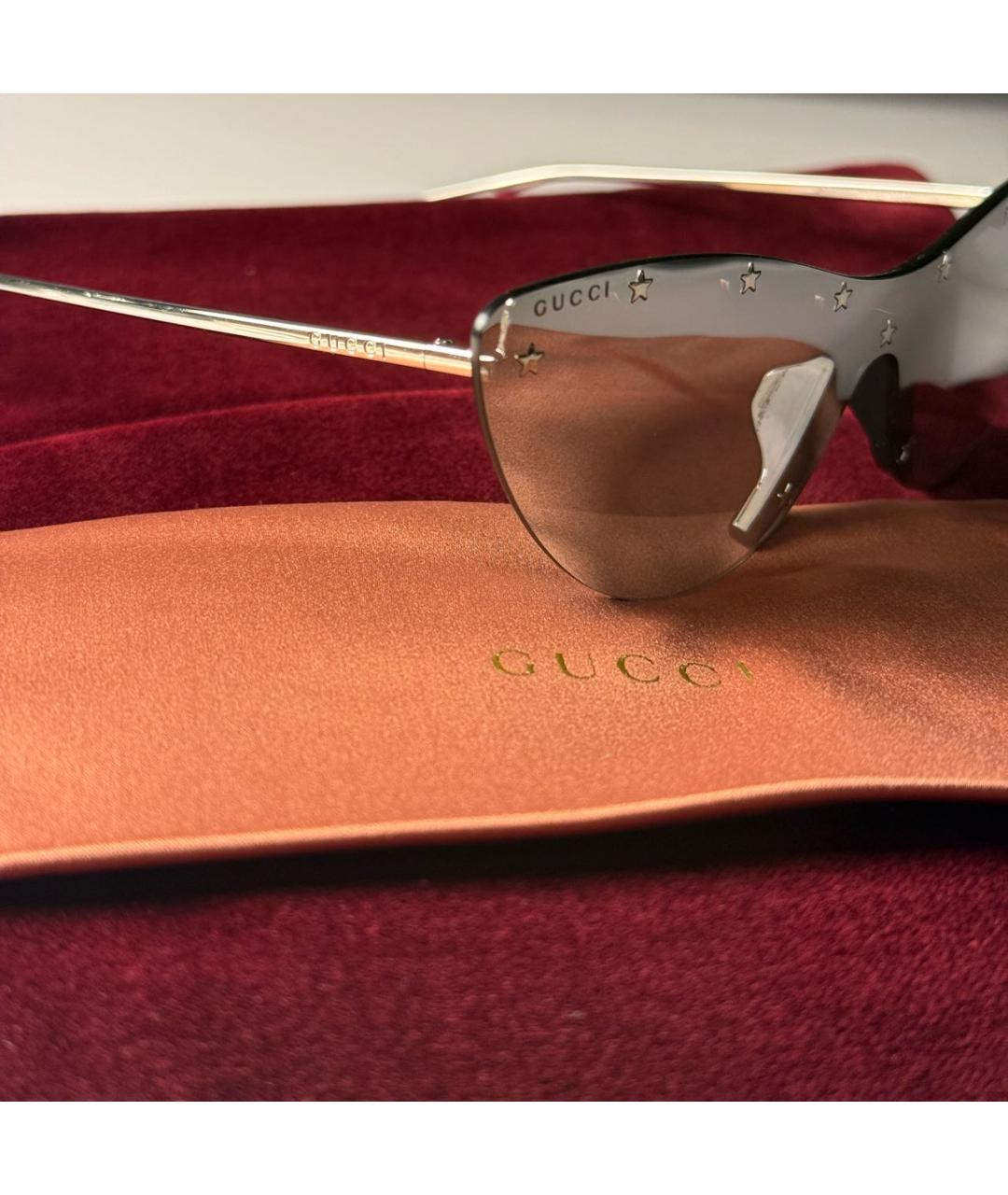 GUCCI Серебряные металлические солнцезащитные очки, фото 3