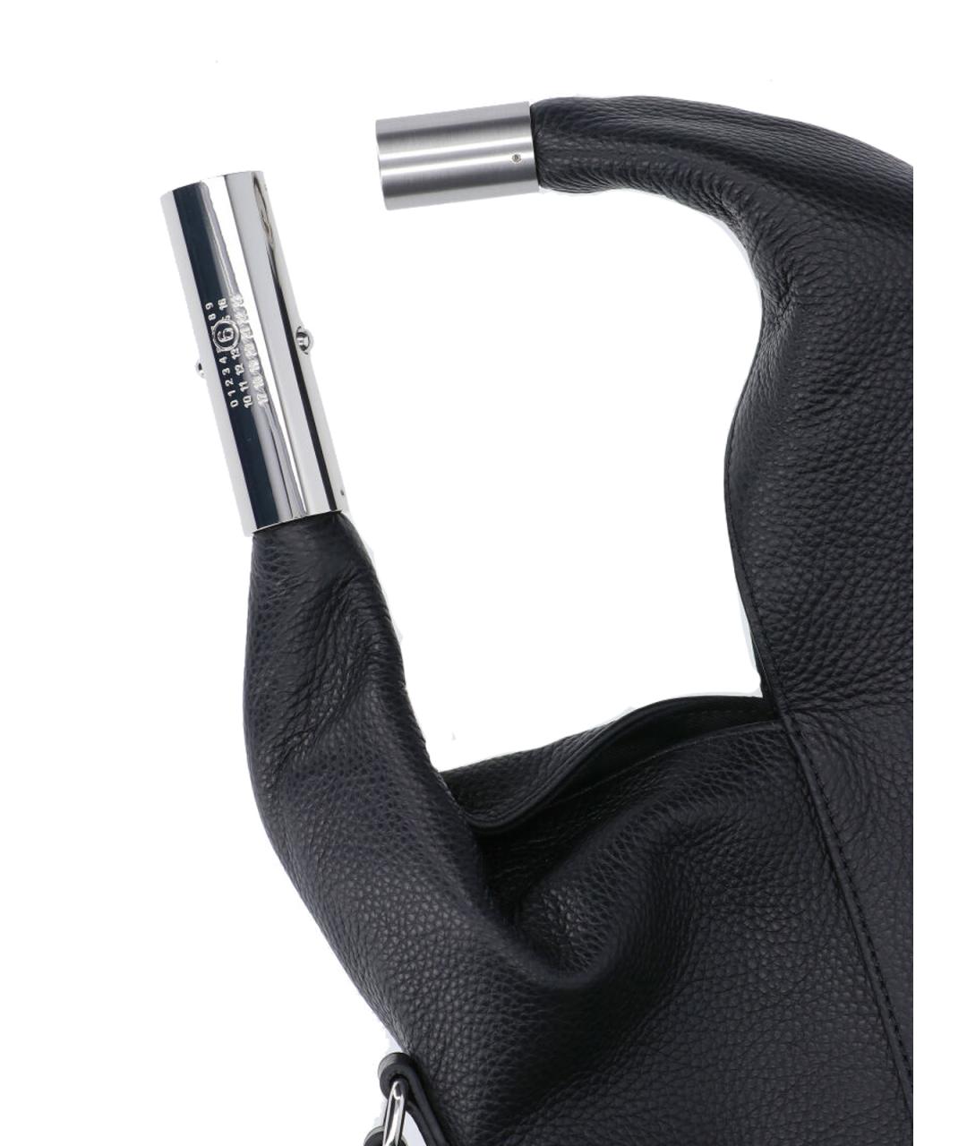 MM6 MAISON MARGIELA Черная кожаная сумка с короткими ручками, фото 4