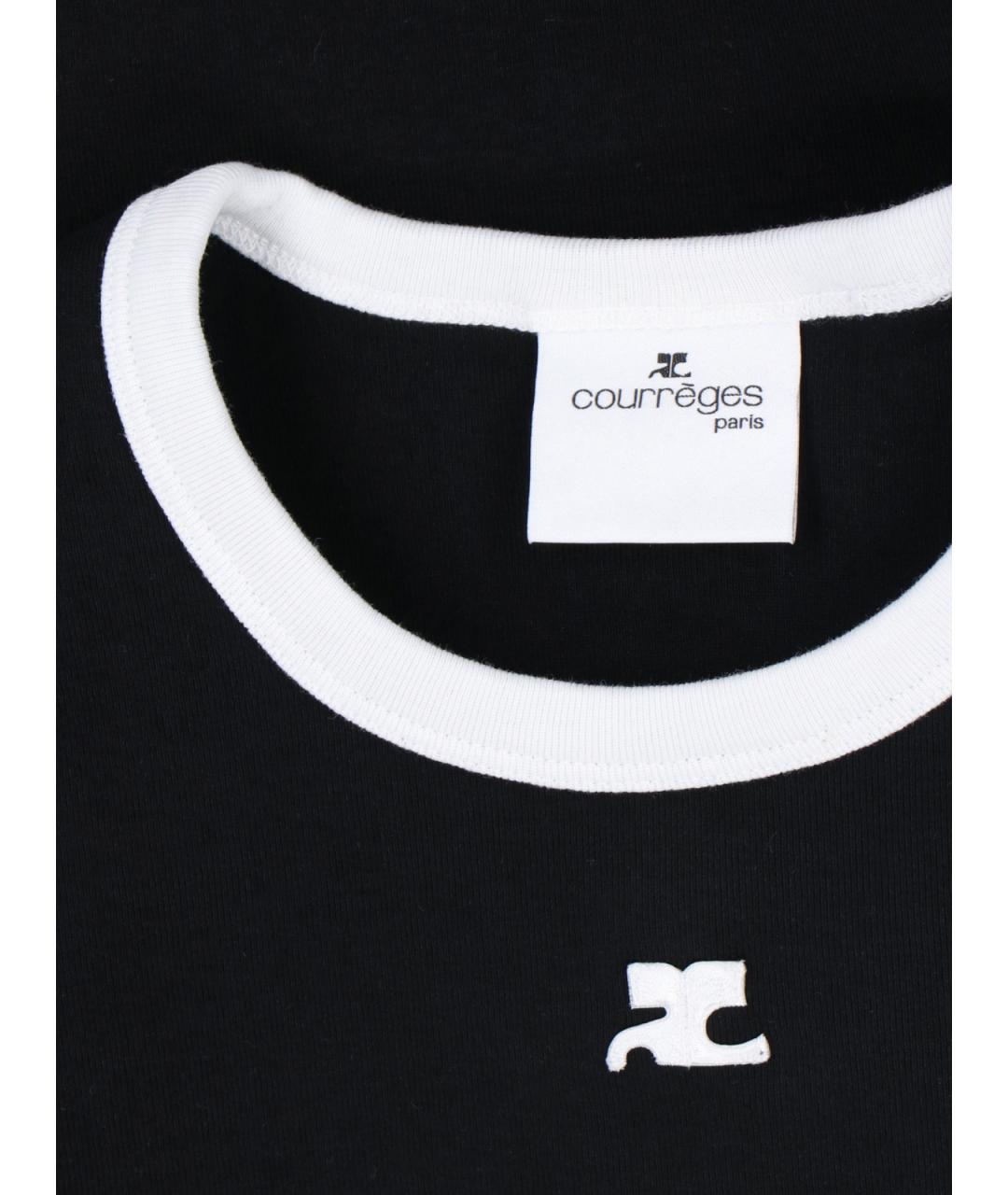 COURREGES Черная хлопковая футболка, фото 3