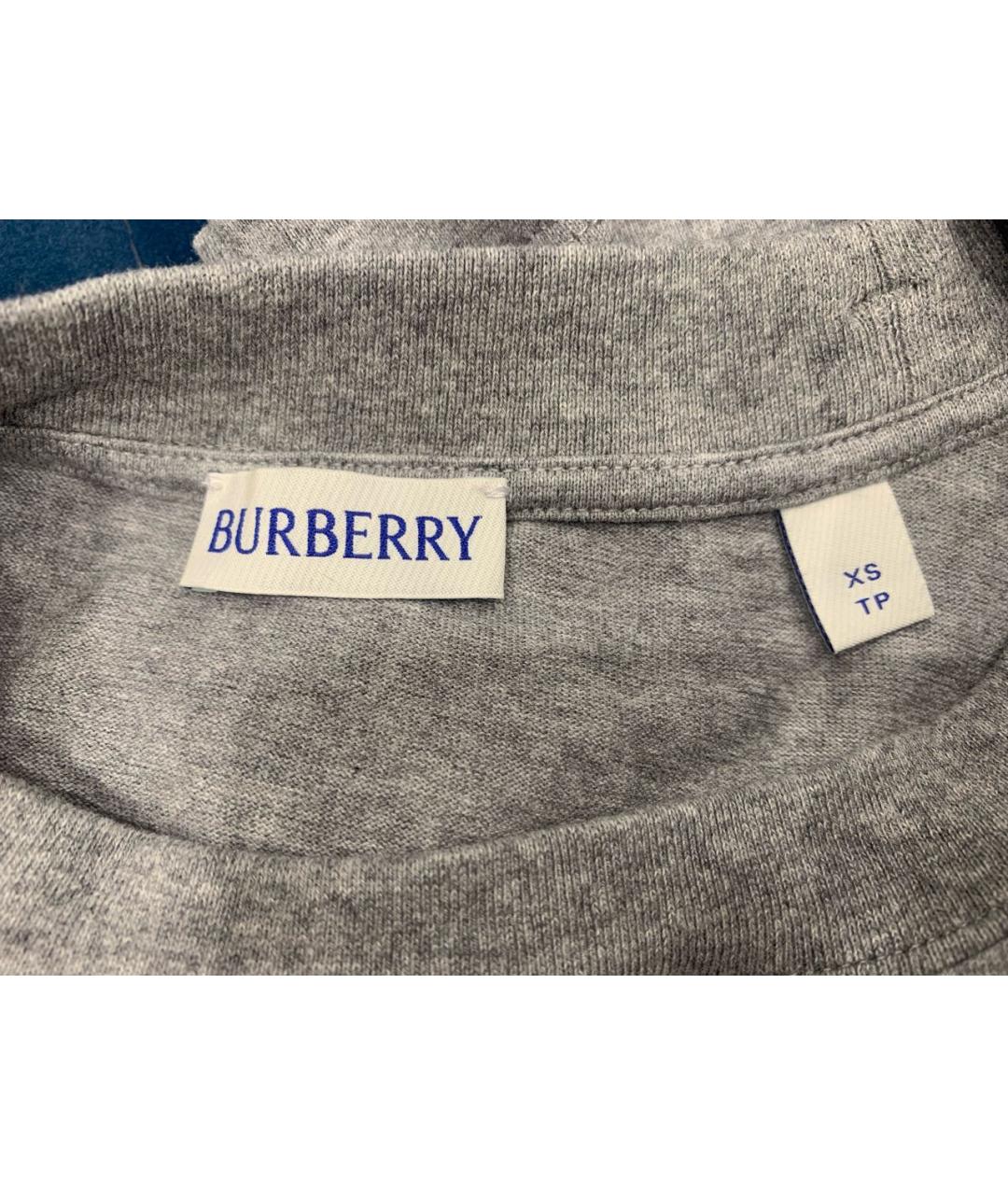 BURBERRY Серая хлопковая футболка, фото 3