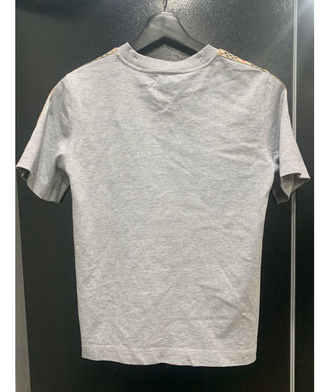 BURBERRY Серая хлопковая футболка, фото 2