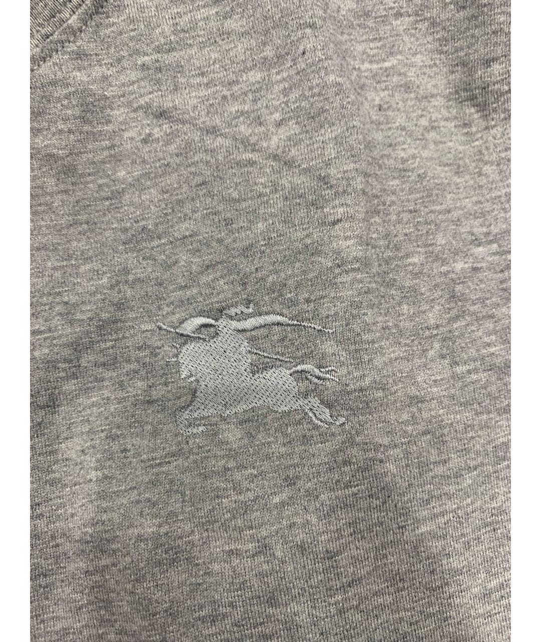 BURBERRY Серая хлопковая футболка, фото 4