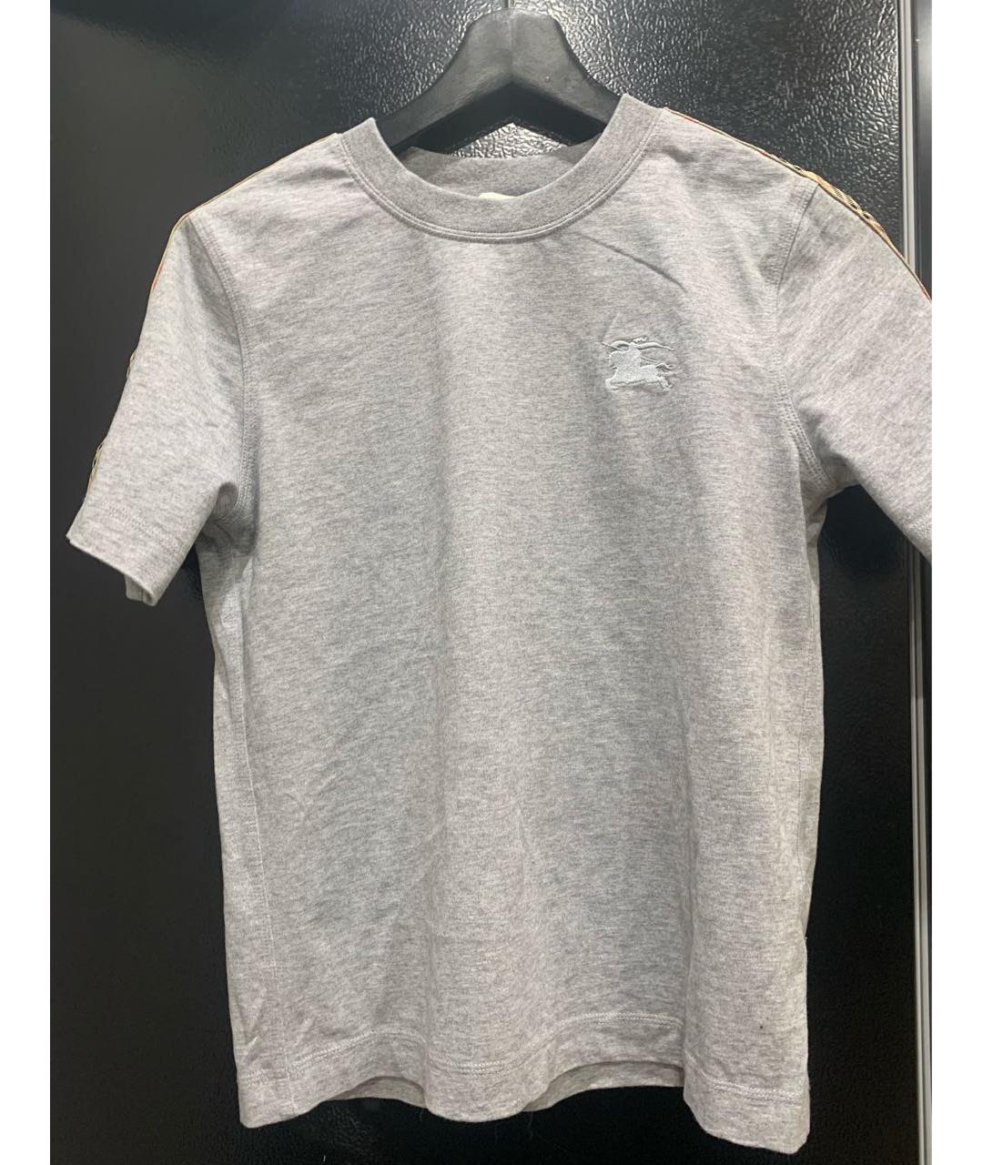 BURBERRY Серая хлопковая футболка, фото 6