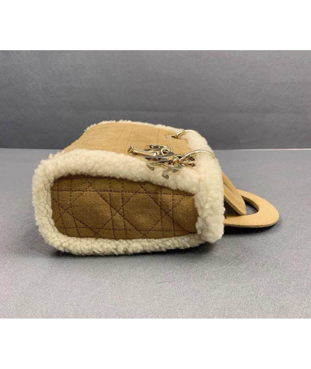 CHRISTIAN DIOR Коричневая замшевая сумка с короткими ручками, фото 4