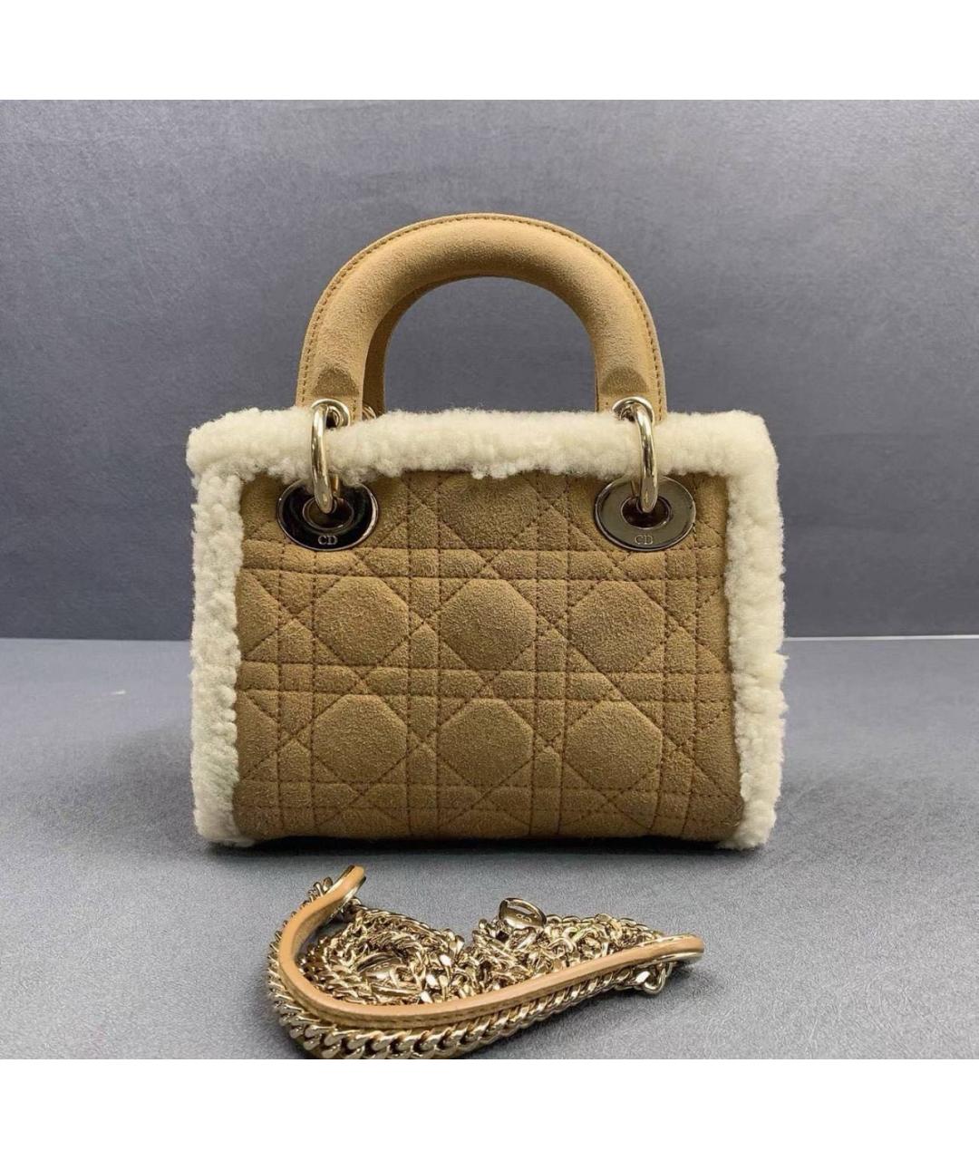 CHRISTIAN DIOR Коричневая замшевая сумка с короткими ручками, фото 7