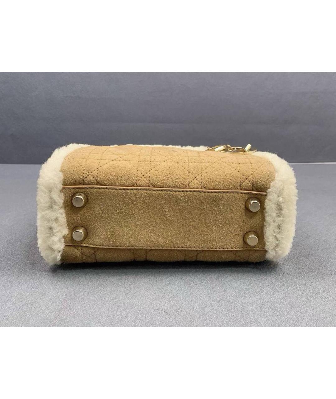 CHRISTIAN DIOR Коричневая замшевая сумка с короткими ручками, фото 5