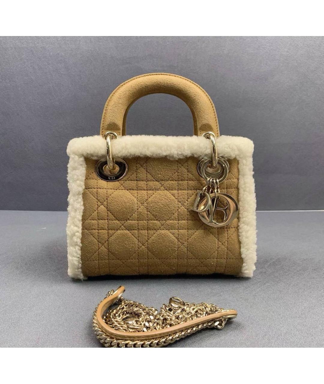 CHRISTIAN DIOR Коричневая замшевая сумка с короткими ручками, фото 2