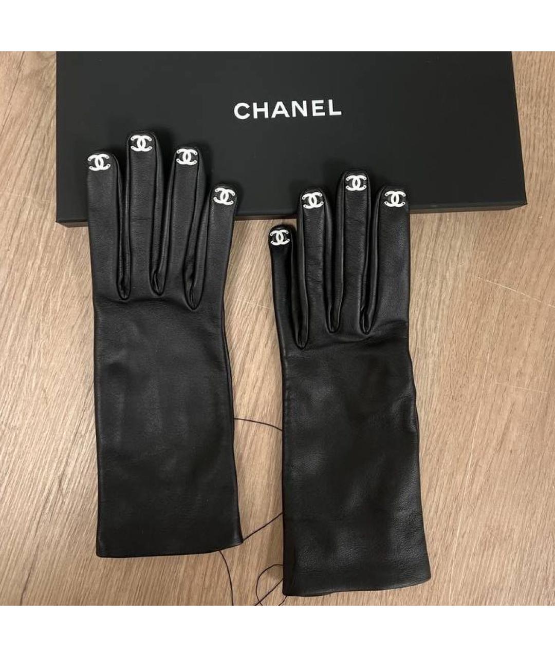 CHANEL Черные кожаные перчатки, фото 3