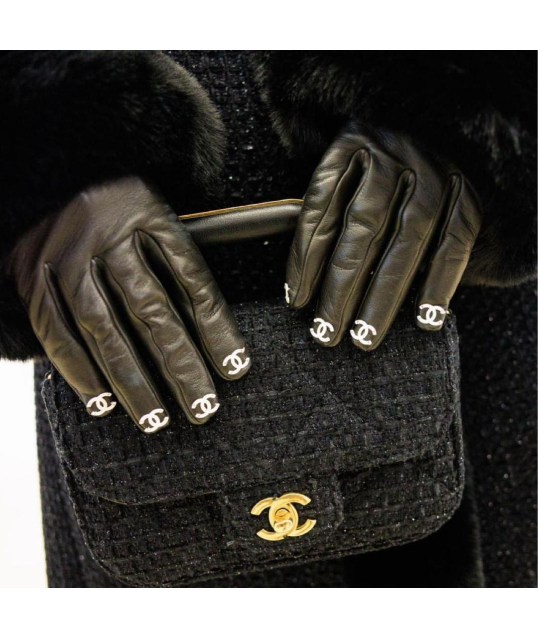 CHANEL Черные кожаные перчатки, фото 2