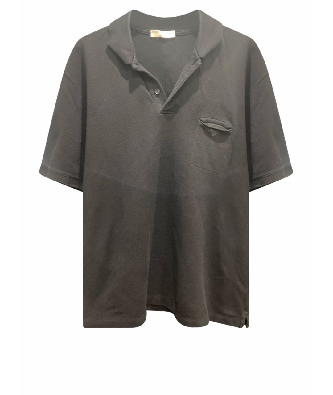 BOTTEGA VENETA Черное хлопковое поло с коротким рукавом, фото 1