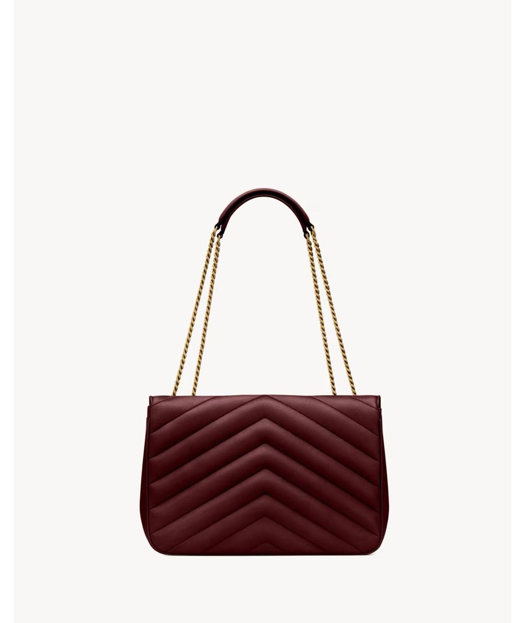 SAINT LAURENT Бордовая кожаная сумка через плечо, фото 3