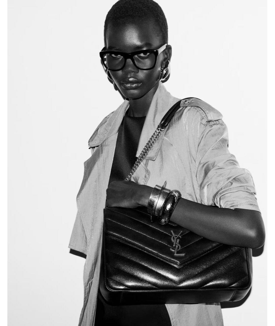 SAINT LAURENT Черная кожаная сумка через плечо, фото 2