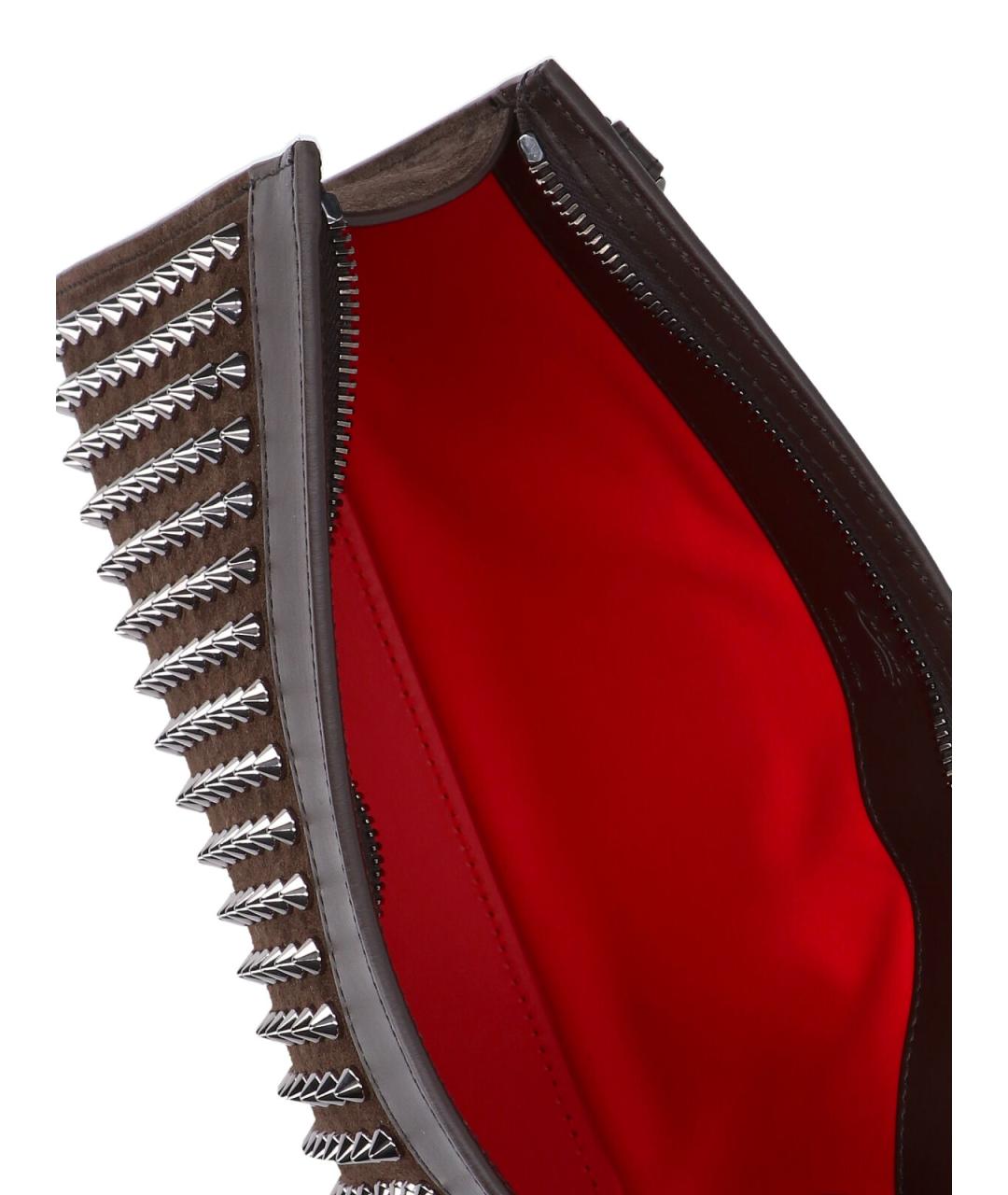 CHRISTIAN LOUBOUTIN Коричневая замшевая сумка на плечо, фото 4