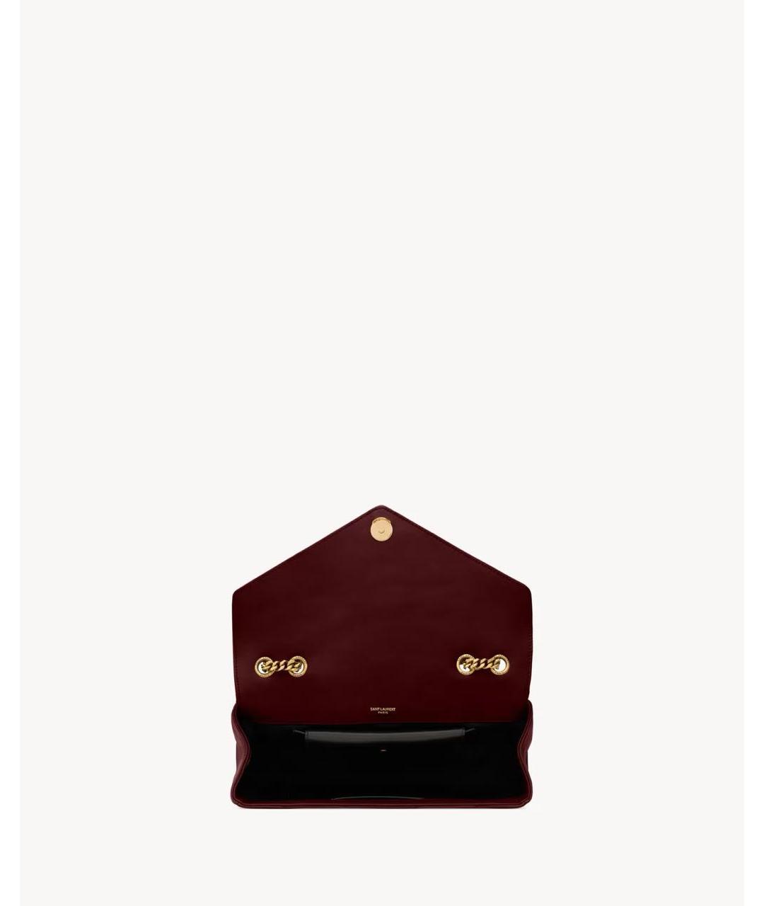 SAINT LAURENT Бордовая кожаная сумка на плечо, фото 5