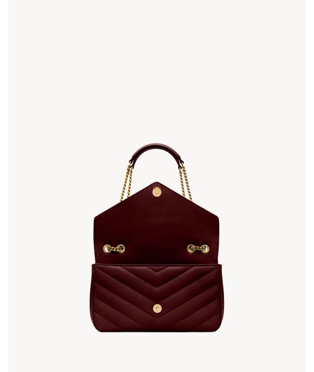 SAINT LAURENT Бордовая кожаная сумка на плечо, фото 4