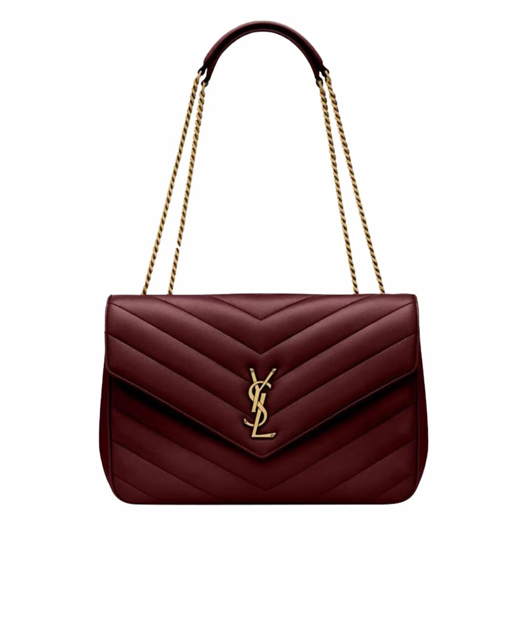 SAINT LAURENT Бордовая кожаная сумка на плечо, фото 1