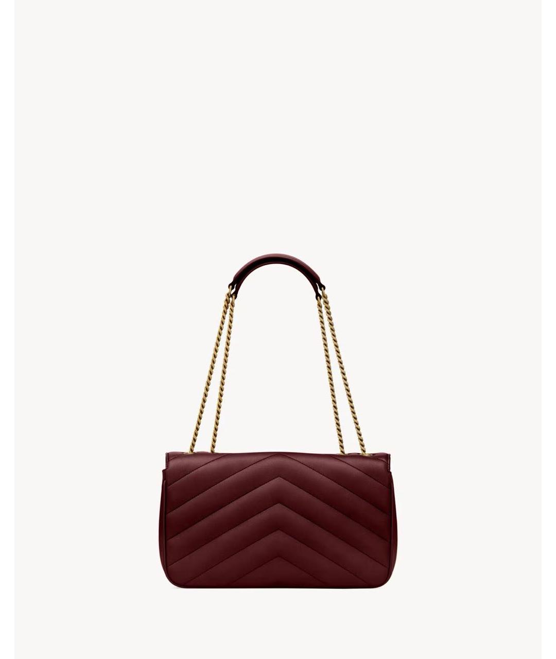 SAINT LAURENT Бордовая кожаная сумка на плечо, фото 3