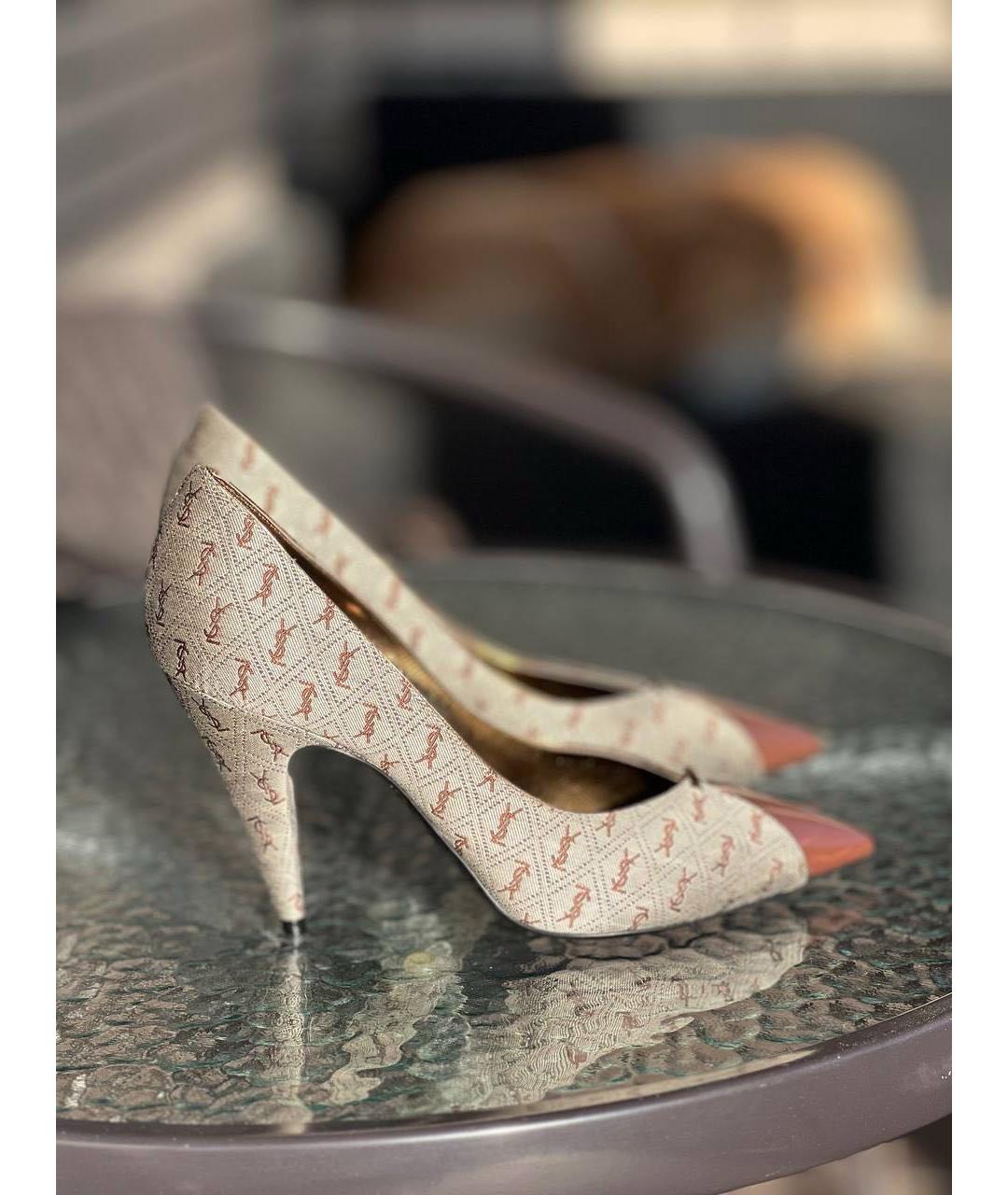 SAINT LAURENT Коричневые текстильные туфли, фото 4