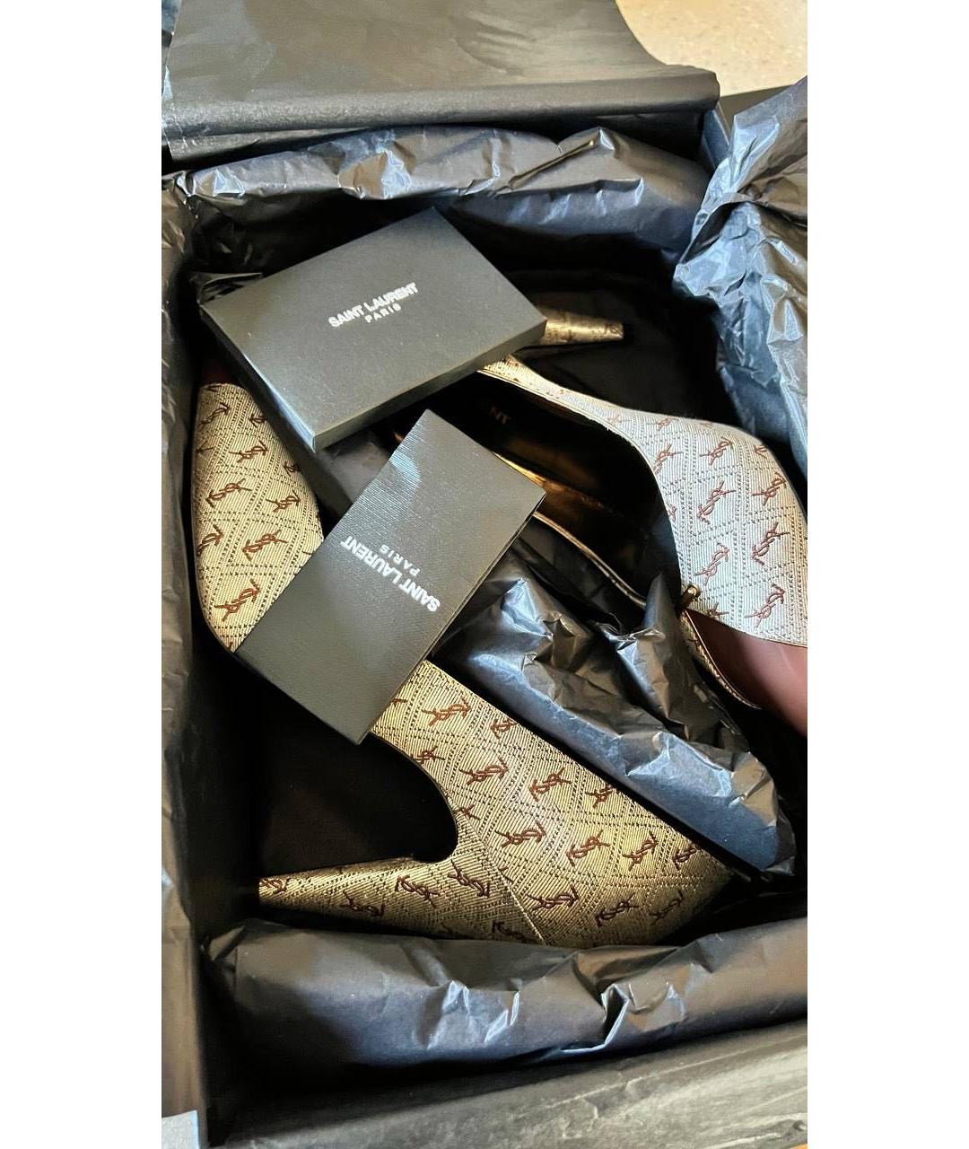 SAINT LAURENT Коричневые текстильные туфли, фото 7